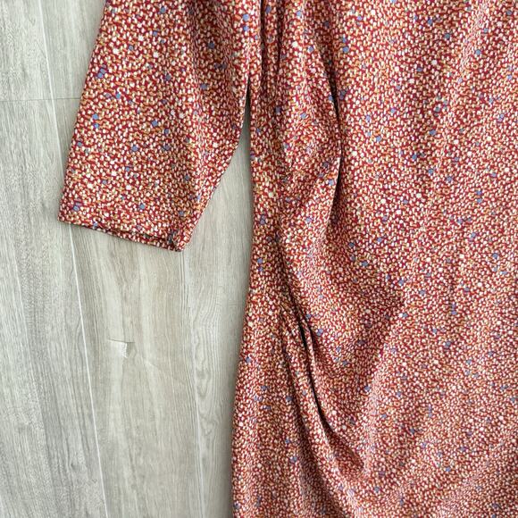 J MCLAUGHLIN Catalina Cloth Sheath Dress Large Multicolor Print Ruched Side Red - Picture 4 of 12